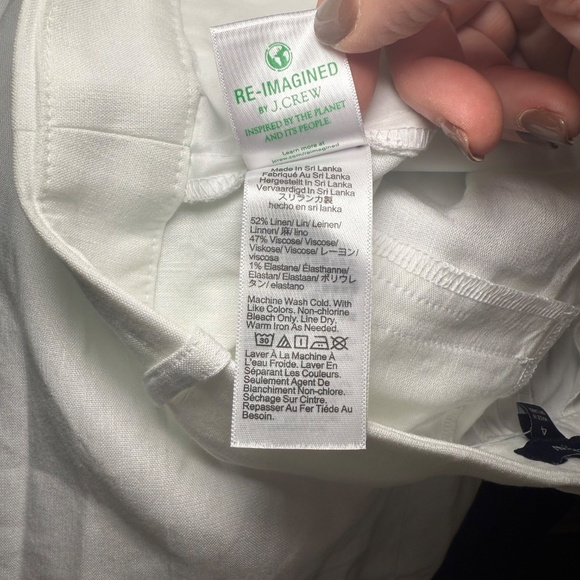 J. Crew White Linen Blend Pants High Rise Wide Leg Size 4 - Picture 7 of 9